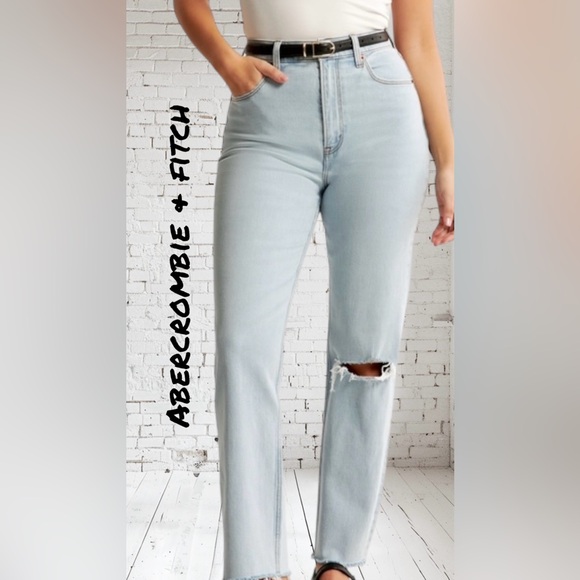 Abercrombie & Fitch Women's Ultra High Rise 90s Straight Anke Jeans - Size 10 - Picture 7 of 7